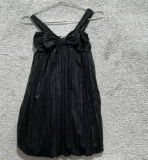 Kitty Kat Dress Women's Small Black Bubble Side Zipper Mini Front Bow Sleeveless