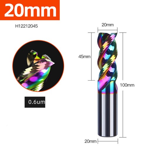 1mm to 20mmSolid Carbide End Mill 3 Flute HRC65 DLC Coated Slot Drills - - Picture 40 of 53