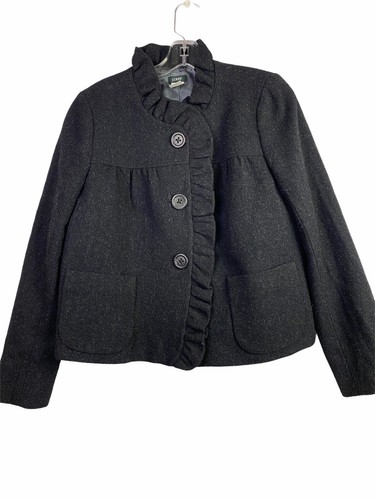 J Crew Damen Marine Wolljacke 3 Knöpfe Rüschendetail Größe 6 - Bild 6 von 6