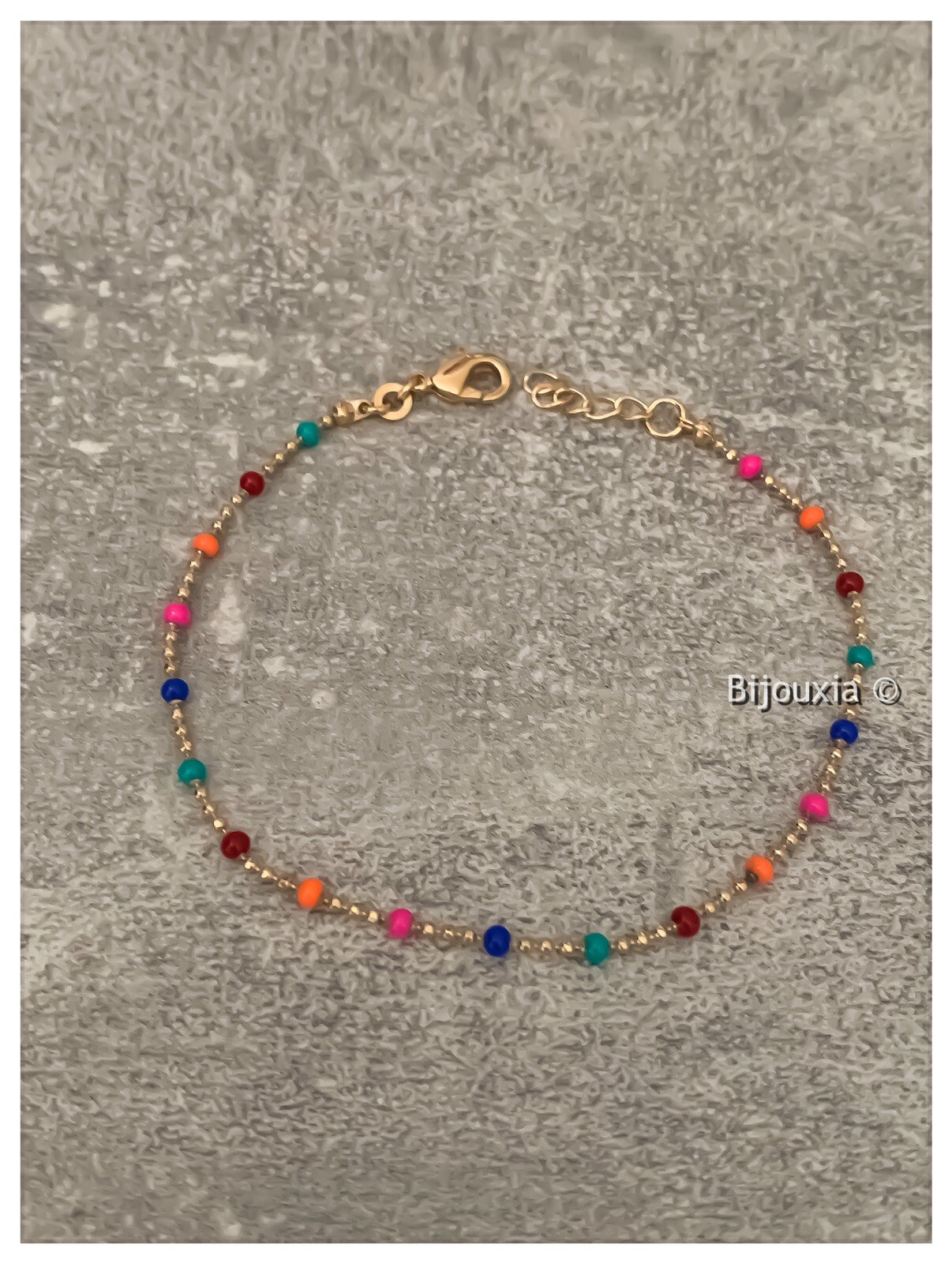 Bracelet Pierres émail Multicolores Or 18 Carats 750/1000 Bijou Tendance Femme