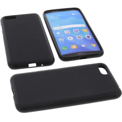 Tasche für Huawei Y5 Prime 2018 Handytasche Schutz Hülle TPU Gummi Case Schwarz - Bild 1 von 4