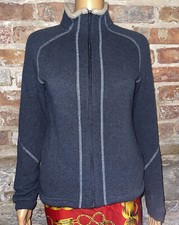 K hl Alfpaca Fleece Blue Full Zip Jacket Women  s Small Thumbholes Lightweight