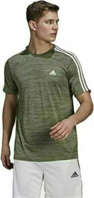 Adidas Men's 3 Stripe Tech Tee Moisture Wicking Fabric Relaxed Fit New!