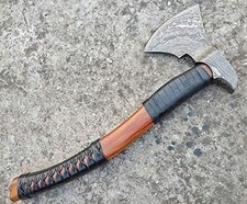 Custom Handmade Damascus Steel Hunting Axe with Beautiful Rose Wood Handle