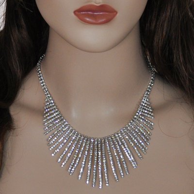 Collier De Cristal De Mariée Avant Et Arrière Strass Fuite Retour