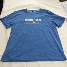 Camiseta Lululemon Para Hombres XL Azul Ironman Portugal Cascais Natación Bicicleta Correr