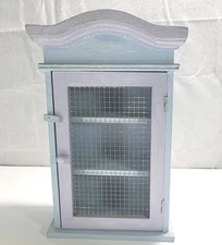 Farmhouse Style Shelf 12" T Wall Hanging Cabinet Cupboard Chicken Wire Door 