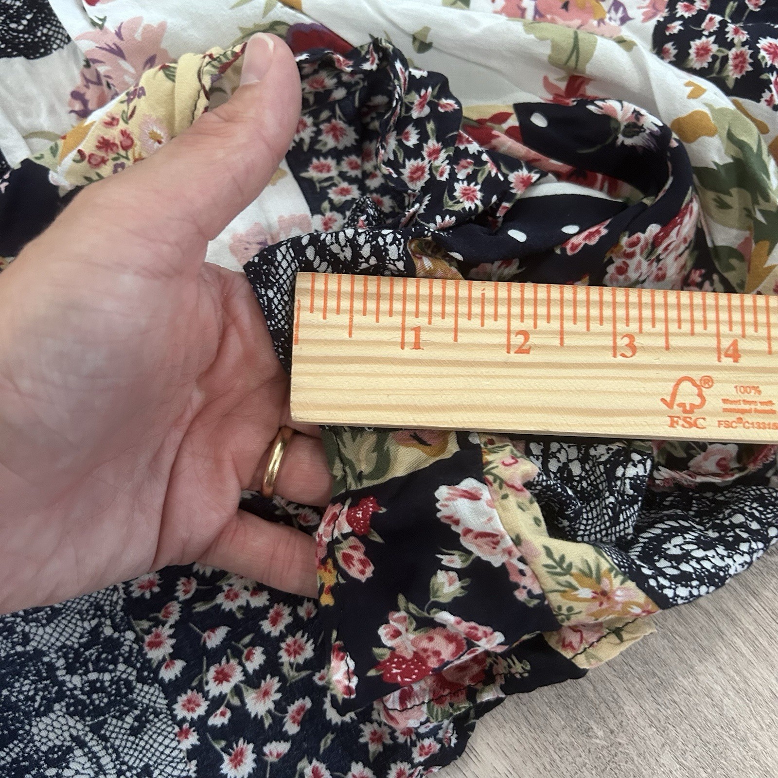 Kimchi Blue Romper Patsy Smocked Patchwork Womens… - image 6