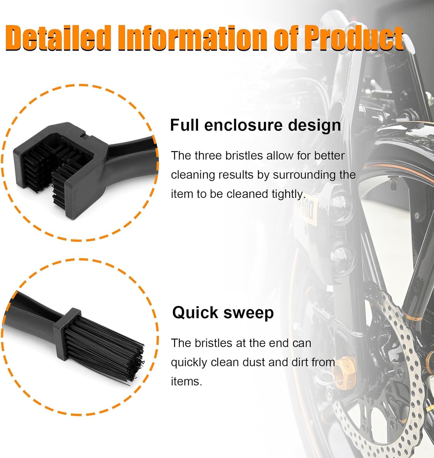 Ziciner Motorcycle Chain Brush, Bike Chain Cleaning Brush with Double-Ended Brus