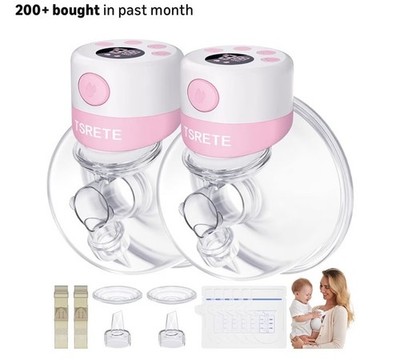 TSRETE S12 Double Wearable Breast Pump, Electric Hands-Free Breast W/ 2 Mode 24M