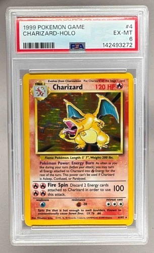 142493272 Charizard 1999 Pokemon Unlimited #4 Rare Holo PSA 6