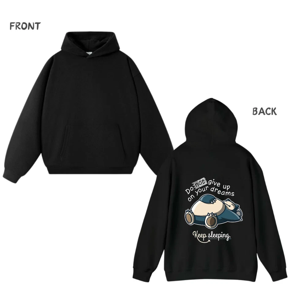 Pokemon Snorlax Hoodie Funny Do Not Give Up On Your Dreams Keep Sleeping Lazy - Image 3 of 4