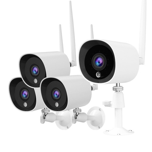 4Pack Security Cameras Outdoor/Home, 2K/3MP FHD Wireless IP Camera(Plug-in) w...