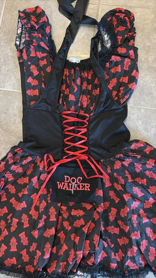 Disfraz de paseador de perros Coquette negro y rojo para dama talla M/L vestido Foto 4 de 4