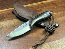 Chipaway Skinner Fixed Blade Knife Horn Handle + New Custom Leather Sheath