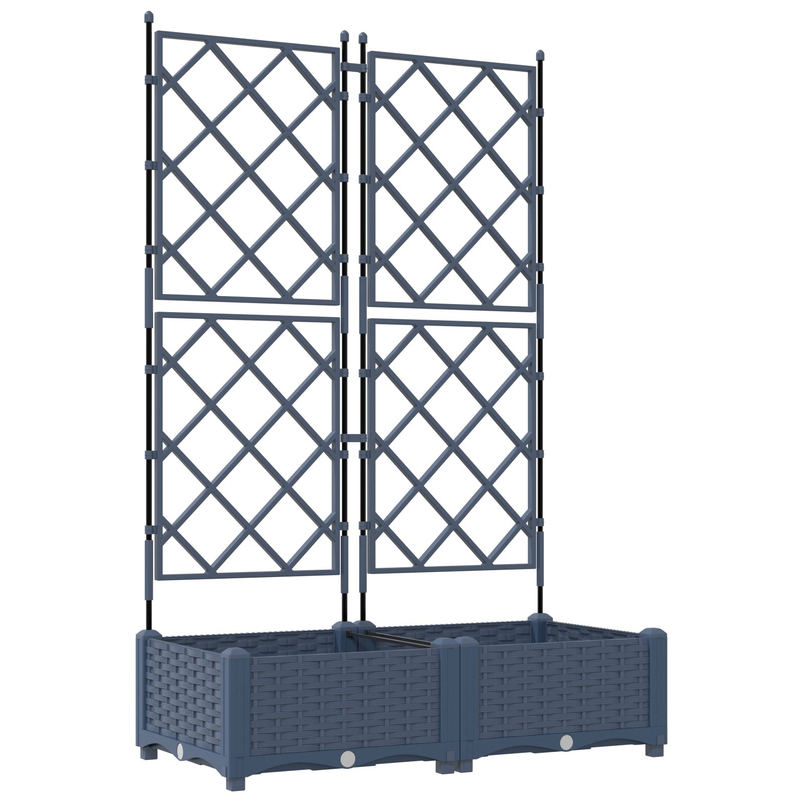 vidaXL Piantana da giardino con trellis 2 pz Grigio 80x40x125,5 cm