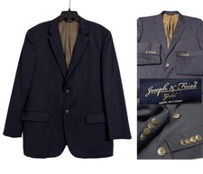 Joseph  Feiss Gold Blazer Men 44R Navy Blue 100 Wool 2Button Suit Jacket Lined