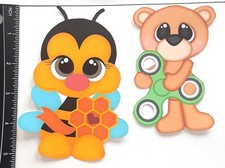 Lot of 2 Bear Widget Bumble Bee Heart Summer SINGLE LAYER Embellishment 911