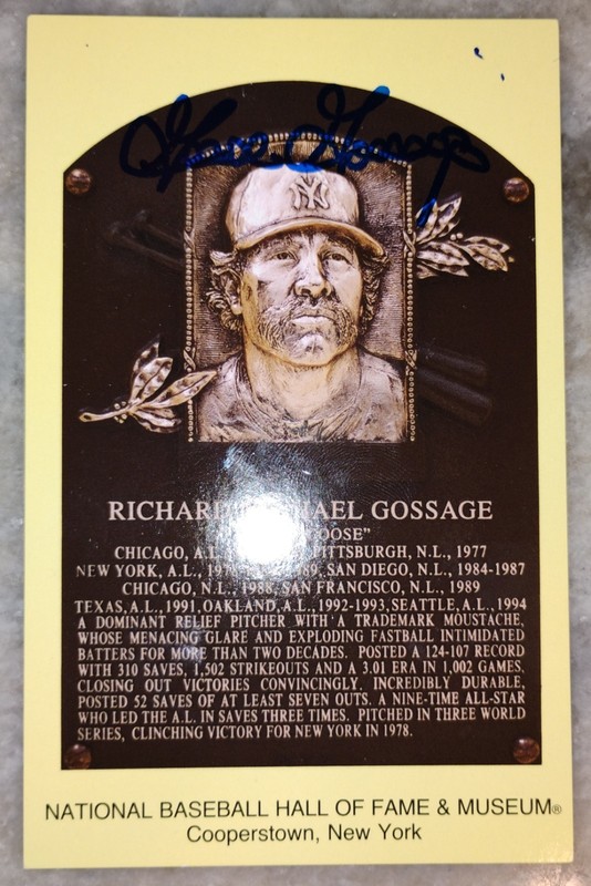 Signed Autographed Goose Gossage HOF Hall Of Fame Plaque Postcard New York 