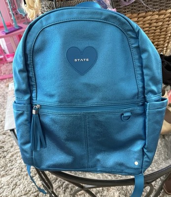 State Bags Kane Kids Double Pocket Backpack Metallic Blue Purple White