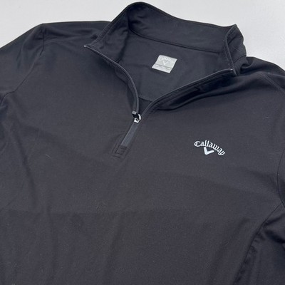 Callaway Mens XXL Black Quarter Zip Golf Pullover Long Sleeve Performance Shirt