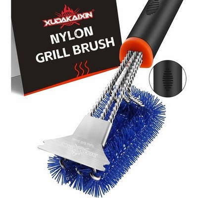 Grill Brush and Scraper, Safe Nylon Bristles Barbecue Outdoor Grill Brush for