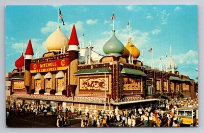 Worlds Only Corn Palace Street View Mitchell, South Dakota Vintage 1970 Postcard
