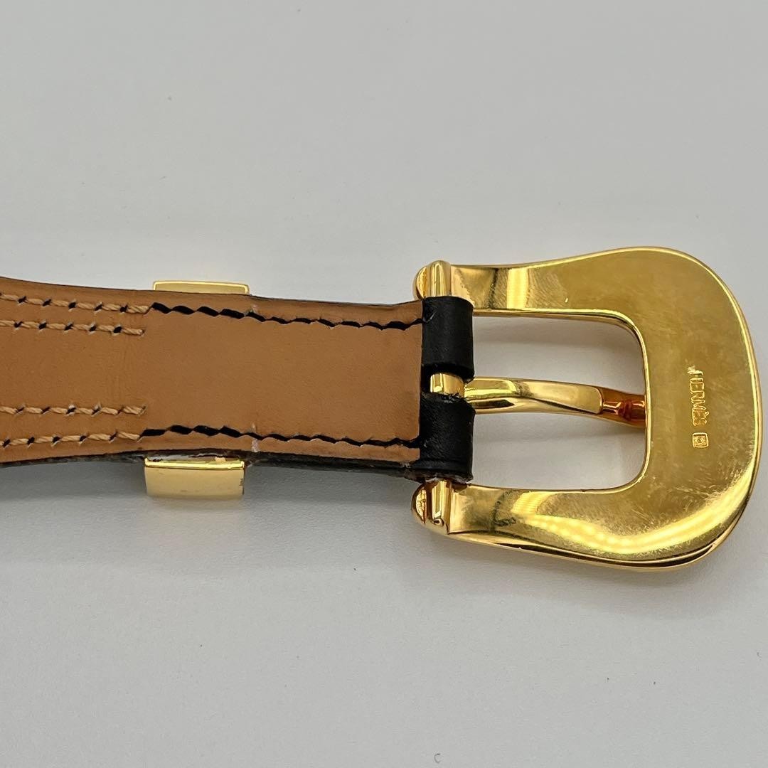 HERMES Black Leather Belt □A Stamp 65 Gold Hardware Shipped from
