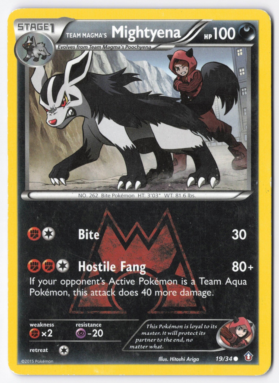 Team Magma's Mightyena Common Double Crisis 19/34 LP