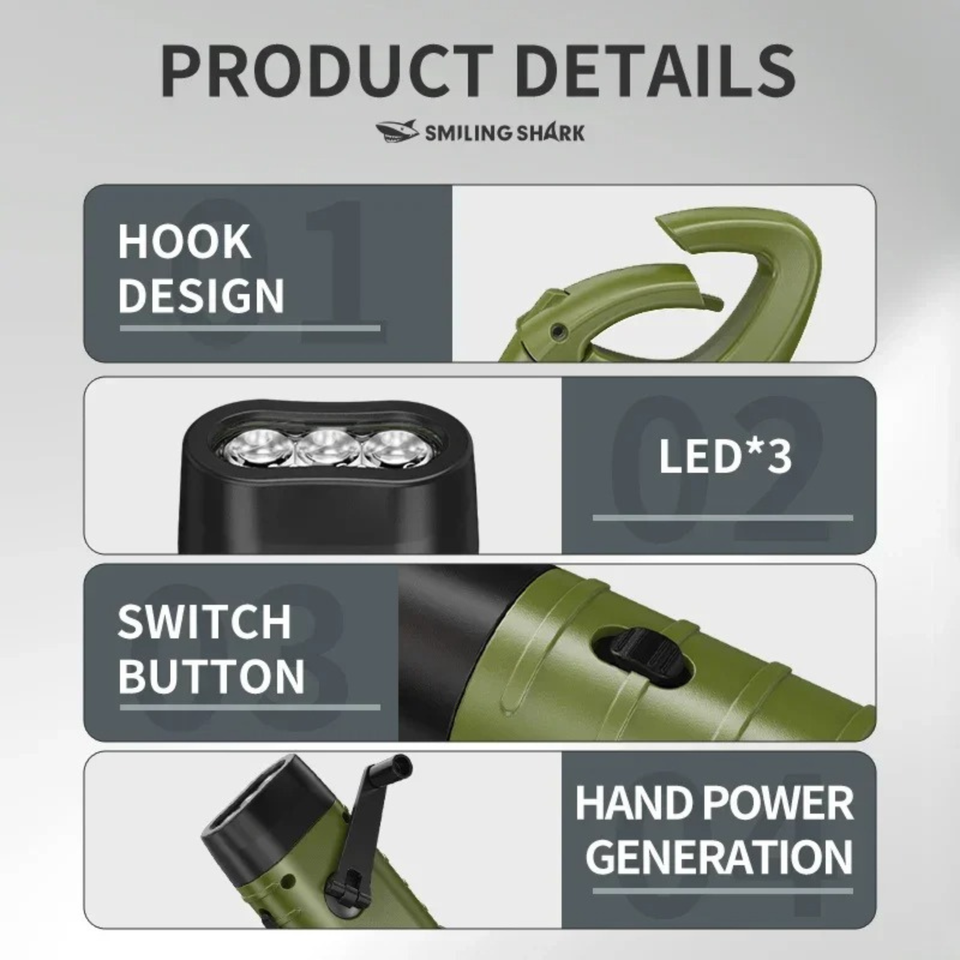 Wind Up Torch Solar Hand Crank LED Flashlight Super Bright Outdoor UK ...