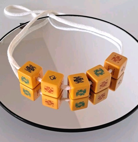 Amber Bakelite Old Big Beads Casino Dice Bead Necklace 100gr