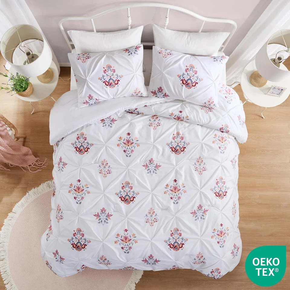 Comfort Spaces 白色被子套装 - 3 件 Pintuck 全/大号, — 第 2/4 张图片