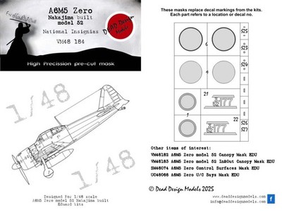 Dead Design Models VM48184 1:48 Mitsubishi A6M5 Model 52 Nakajima National Insig