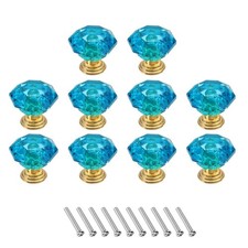 10Pcs Crystal Drawer Knobs 24 mm Dresser Knobs for Cupboard Blue Green/Gold