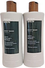 Set of 2-Raw Sugar Men Body Wash Detoxing Purifying Charcoal + Bamboo 25 fl oz