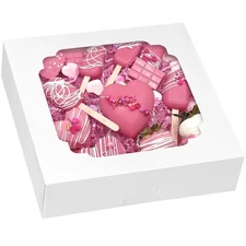 56pcs Pie Boxes 10x10x2.5 Inches Bakery Boxes with Window for Cookies, Pastri...