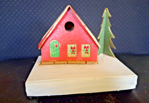 Vintage Christmas Putz House Red & White Made in USA Neat! - Afbeelding 1 van 5