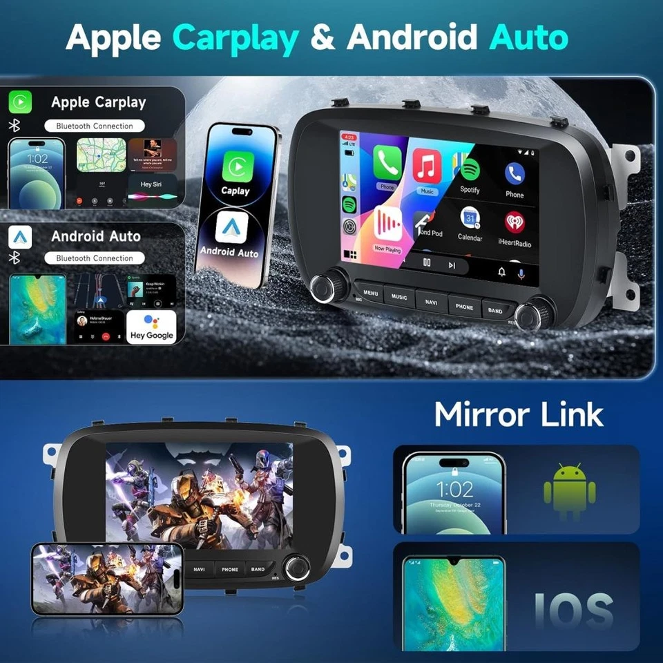 4+64GB Android 15 Autoradio GPS Navi Wireless Carplay BT für Fiat 500X 2014-2020 - Bild 4 von 4