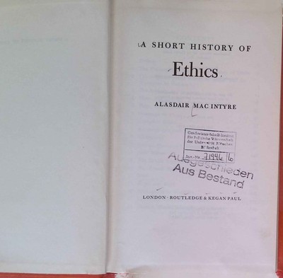 A Short History of Ethics. Macintyre, Alasdair: