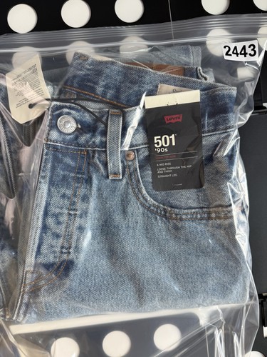 Levis 501 90s Jeans Womens 24x32 Blue Selvedge Denim Button Fly Straight Leg New - Picture 19 of 19