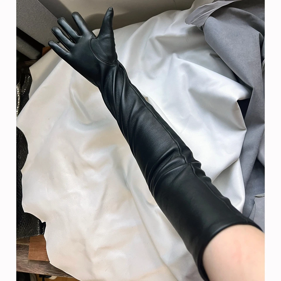 Mujeres 70 cm (27,6") Hombro Largo Cuero Oveja Real Ópera Fiesta Noche Guantes Foto 4 de 4