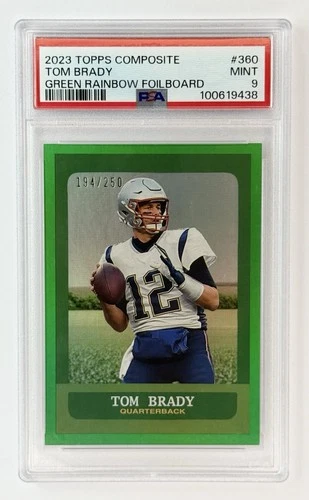 Topps 2023 Composite Heritage Tom Brady #360 Green Rainbow Foilboard /250 PSA 9