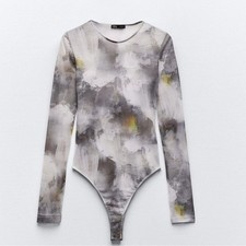 ZARA Long sleeve tulle bodysuit 5039/639