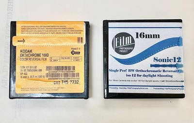 KODAK EKTACHROME 7294 16mm 100  roll daylight color AND SONIC ISO 12 BW 100 