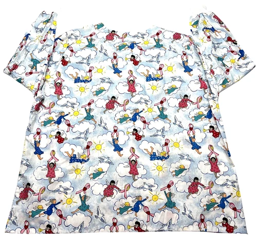 Scrub Jacket Womens (2XL) Printed 2 Pockets Snap Front Knit Cuffs Oversized NWOT image 3