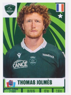 Thomas Jolmès / Pau N°202 Panini Rugby Top 14 2024-2025