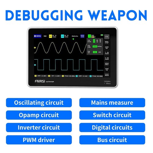 Oscilloscopio digitale touch panel schermo 7", doppio canale 100MHz - Foto 5 di 15
