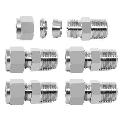 304 Stainless Steel Compression Tube Fitting 1/4'' OD x 1/4'' NPT Male Compress...