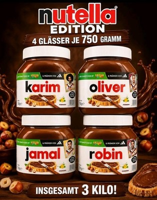 4 X JE 750 gr. XL Nutella WM Edition Brotaufstrich Spielern  INSGESAMT 3 KILO 