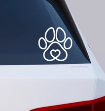 🐶 Dog Paw Heart Sticker Vinyl Decal for Dog Mom Car Window Laptop Water Bottle